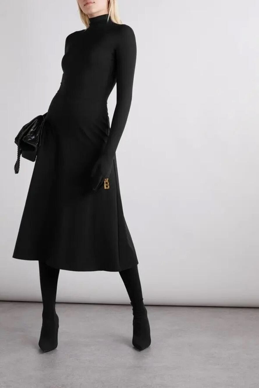 Distressed Cotton-Blend Turtleneck Midi Dress with size 37 shoes